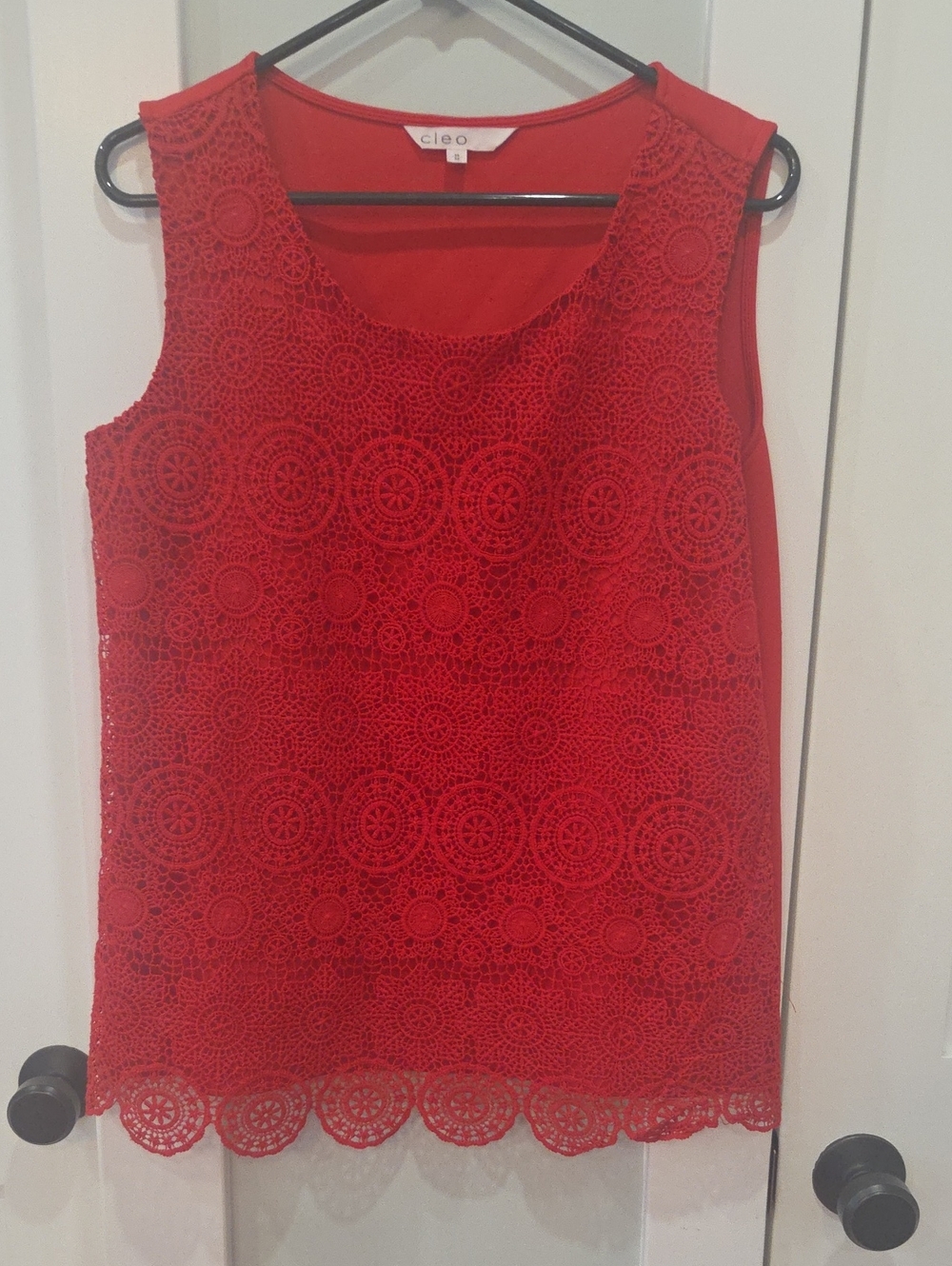 cleo Red Crochet Lace Tank Top